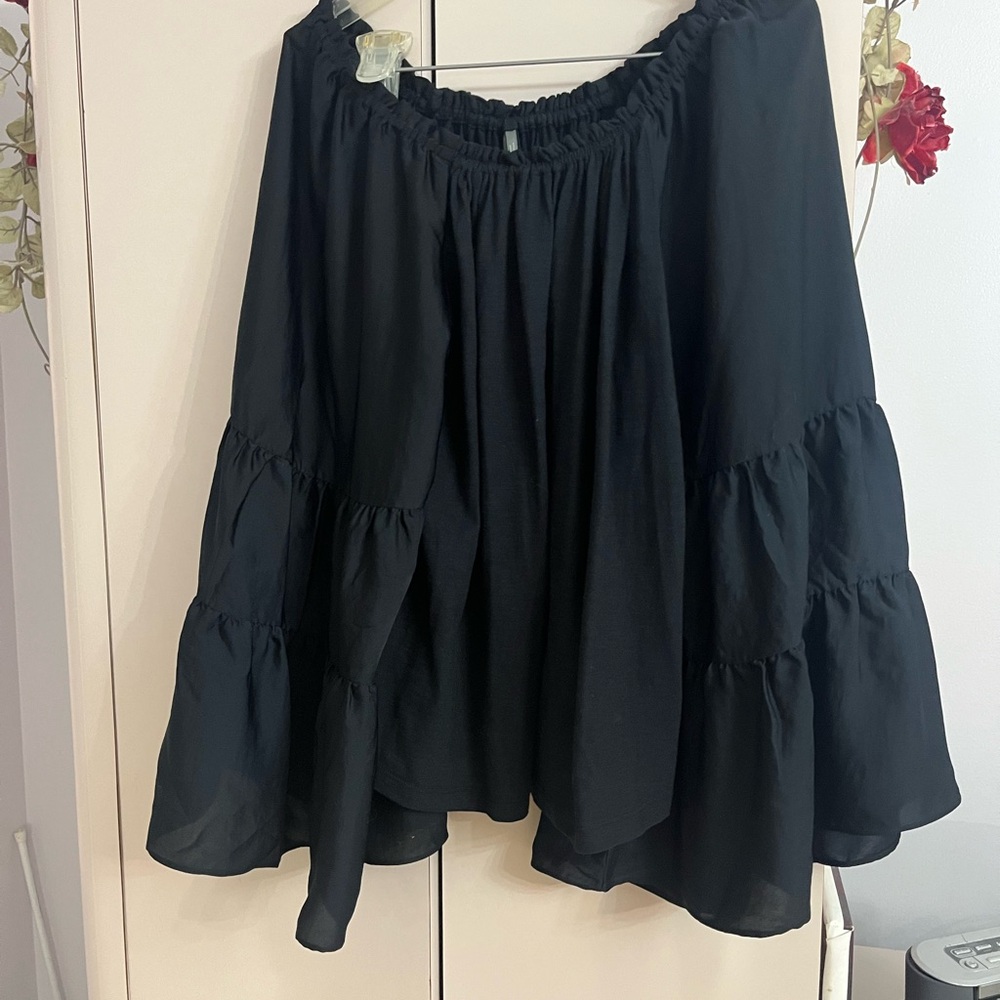 Anthropologie Black Off-Shoulder Tiered Top